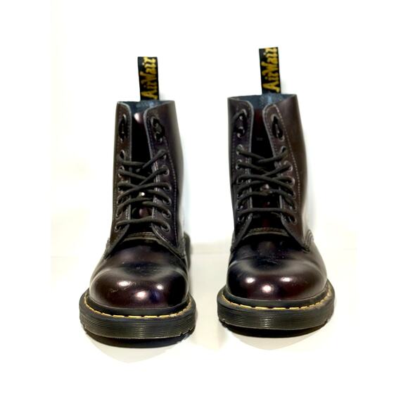 Dr. Martens Pascal 1460 Metallic Chroma Cherry Red Boots - Picture 2 of 5